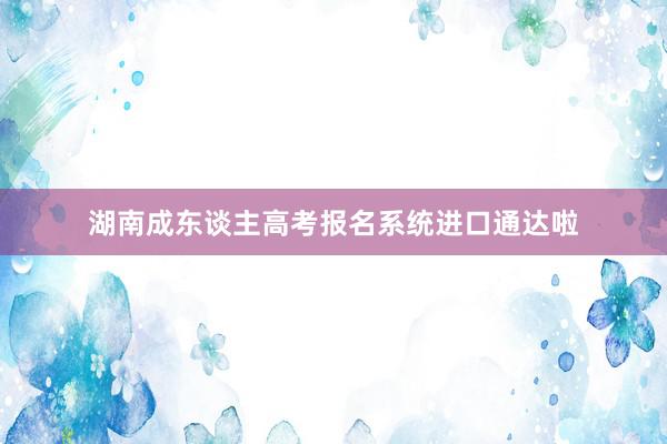 湖南成东谈主高考报名系统进口通达啦